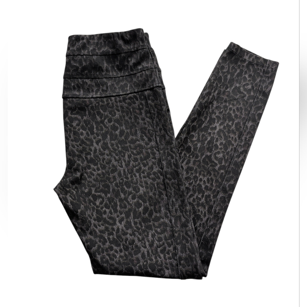 Jolt Leopard Print High-Rise Pull-On Style Legging Pants SMALL Black Gray
